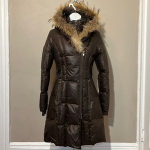 BOD & CHRISTENSEN Brown Racoon Trimmed Hood Down/Feathers Zip Parka Coat XS/Flow